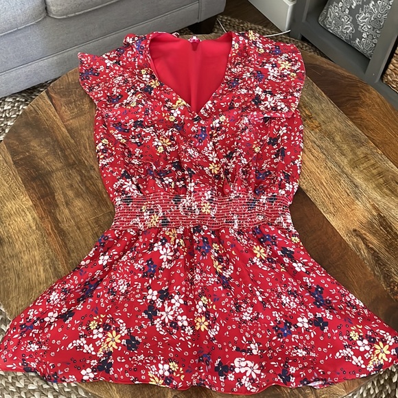 Parker size M red dress with floral print-elastic waist-NWT - Picture 7 of 7